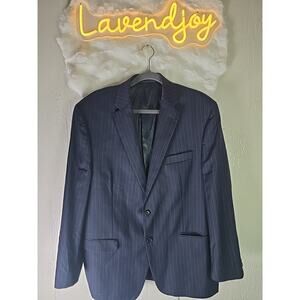LAUREN RALPH LAUREN Vtg Navy Pinstriped Wool Blazer Suit Jacket Coat 44 Regular